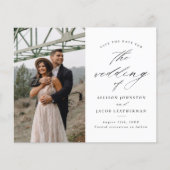 Budget Elegant Script Foto Huwelijk Save The Date (Voorkant)