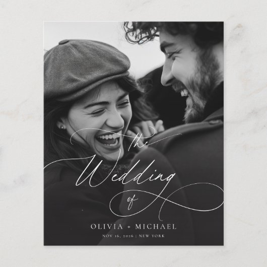 Budget Elegant Script Foto Huwelijksuitnodigingen (Voorkant)