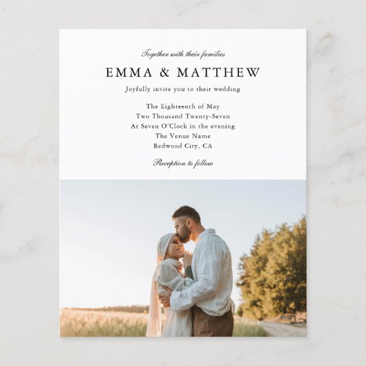 Budget Elegant Script Foto QR Code Bruiloft Flyer (Voorkant)