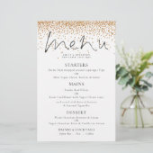 Budget Elegant Script Gold Glitter WeddenMenu (Staand voorkant)