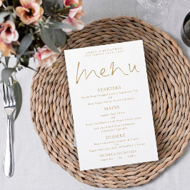 Budget Elegant Script Gold White Weduwmenu