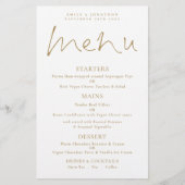 Budget Elegant Script Gold White Weduwmenu (Voorkant)