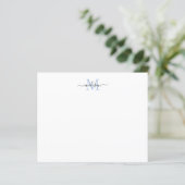 Budget Elegant Script Monogram Dusty Blue Notecard (Staand voorkant)