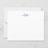 Budget Elegant Script Monogram Dusty Blue Notecard (Voorkant)