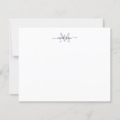 Budget Elegant Script Monogram Paars Notecard (Voorkant)