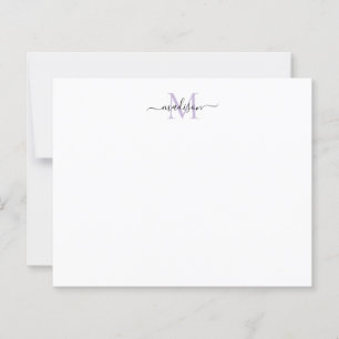 Budget Elegant Script Monogram Paars Notecard