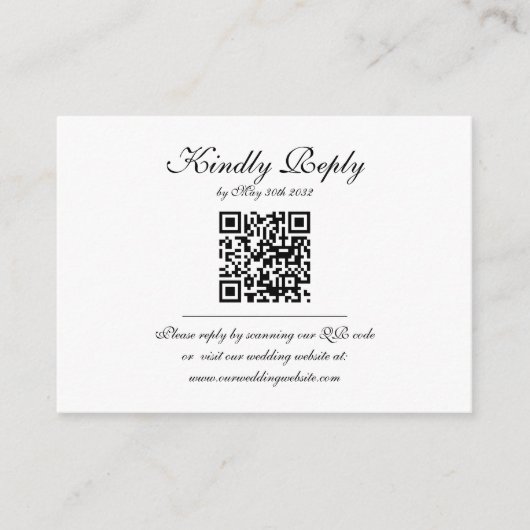 Budget Elegant Script Monogram QR Code Trouwen Informatiekaartje (Voorkant)