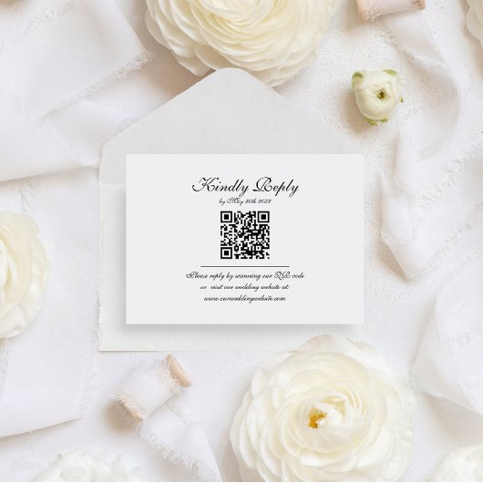 Budget Elegant Script Monogram QR Code Trouwen Informatiekaartje