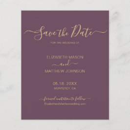 Budget Elegant Script Paars en Goud Save The Date Flyer