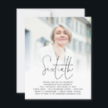 Budget Elegant Script Photo 60th Birthday Invite<br><div class="desc">Een alternatief voor een budget van 4, 5 x 5, 6-inch halfglanzend gewicht van 110 lbs, dat even dik is als een briefkaart (maar niet geschikt om als briefkaart te worden gebruikt). GEEF NOTA ER ÉÉN UITnodiging per blad is. Budget Elegant Script Photo 60th Birthday Invitation. Eenvoudig minimalisme voor een...</div>