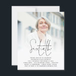 Budget Elegant Script Photo 60th Birthday Invite<br><div class="desc">Een alternatief voor een budget van 4, 5 x 5, 6-inch halfglanzend gewicht van 110 lbs, dat even dik is als een briefkaart (maar niet geschikt om als briefkaart te worden gebruikt). GEEF NOTA ER ÉÉN UITnodiging per blad is. Budget Elegant Script Photo 60th Birthday Invitation. Eenvoudig minimalisme voor een...</div>
