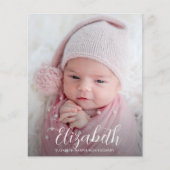 Budget Elegant Script Photo Birth Notice (Voorkant)