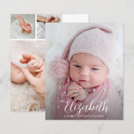 Budget Elegant Script Photo Birth Notice