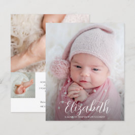 Budget Elegant Script Photo Birth Notice