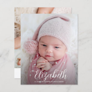 Budget Elegant Script Photo Birth Notice