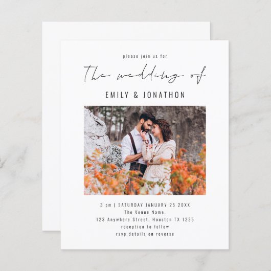 Budget Elegant Script Photo QR Code Weddenschap Ui (Voorkant / Achterkant)