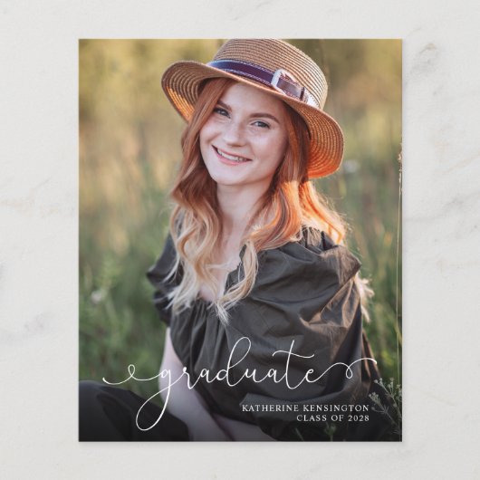 BUDGET Elegant Script Photo Sage Green Afstuderen (Voorkant)