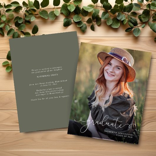 BUDGET Elegant Script Photo Sage Green Afstuderen