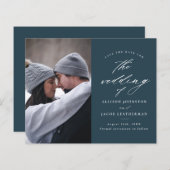 Budget Elegant Script Photo Save the Date (Voorkant / Achterkant)