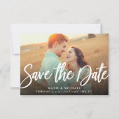 Budget Elegant Script Photo Save the Date Card Kaart (Voorkant)