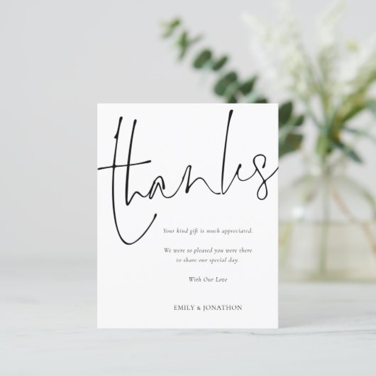 Budget Elegant Script Photo Weddenschap Bedankt (Staand voorkant)