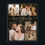 Budget Elegant Script Photo Weddenschap Bedankt Flyer<br><div class="desc">Budget Elegant Gold en Black Wedding 5 Foto Collage Hartelijk dank dat u een betaalbare low budget flyer op maat hebt gemaakt. Moderne bruiloft bedankt je sjabloon met vijf (5) foto op de voorkant en één (1) foto op de achterkant. Aan de voorzijde van papier "Love and bedankt"-typografie in een...</div>