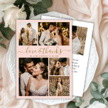 Budget Elegant Script Photo Weddenschap Bedankt Flyer<br><div class="desc">Budget Elegant Gold en Blush Pink Wedding 5 Foto Collage Hartelijk dank dat u een betaalbare low budget flyer op maat hebt gemaakt. Moderne bruiloft bedankt je sjabloon met vijf (5) foto op de voorkant en één (1) foto op de achterkant. Aan de voorzijde van papier "Love and bedankt" staat...</div>