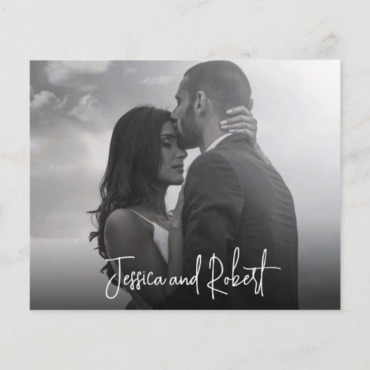 Budget Elegant Script Photo Weddenschap Hartelijk  (Achterkant)