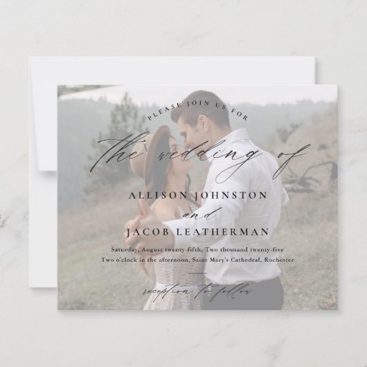 Budget Elegant Script Photo Wedding Invitation (Voorkant)