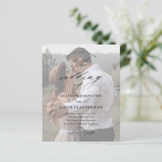Budget Elegant Script Photo Wedding Invitation (Staand voorkant)