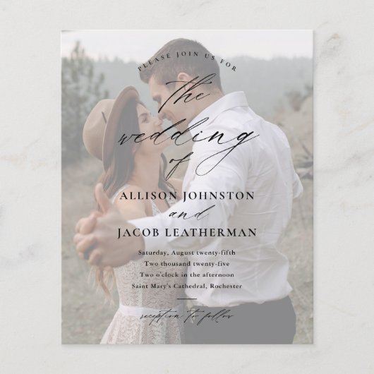 Budget Elegant Script Photo Wedding Invitation (Voorkant)