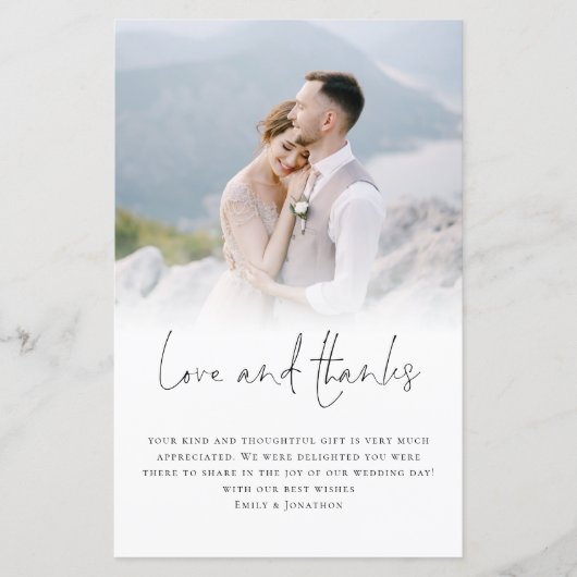 Budget Elegant Script Photo Wedding Love Bedankt (Voorkant)