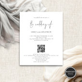 Budget Elegant Script QR Code Bruiloft uitnodiging