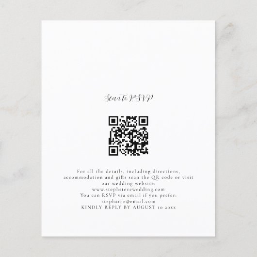 Budget Elegant Script QR Code Weddenschap met foto (Achterkant)