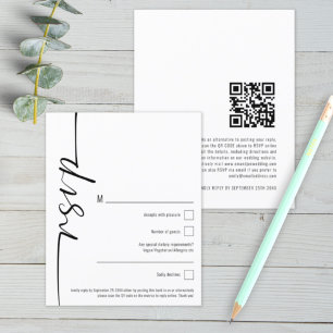 Budget Elegant Script QR Code Weddenschap RSVP