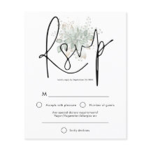 Budget Elegant Script Sage Gold Foliage RSVP