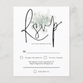 Budget Elegant Script Sage Gold Foliage RSVP (Voorkant)