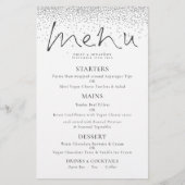 Budget Elegant Script Silver Glitter Wedding Menu (Voorkant)