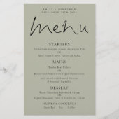 Budget Elegant Script Soft Sage Wedding Menu (Voorkant)