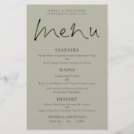 Budget Elegant Script Soft Sage Wedding Menu