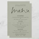 Budget Elegant Script Soft Sage Wedding Menu (Voorkant / Achterkant)