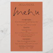 Budget Elegant Script Terracotta Wedding Menu (Voorkant)