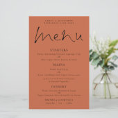 Budget Elegant Script Terracotta Wedding Menu (Staand voorkant)