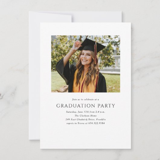 Budget Elegant Script Twee foto afstudeerfeest Kaart (Achterkant)