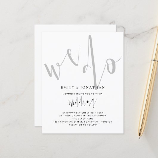 Budget Elegant Script We doen een huwelijksuitnodi (Voorkant / Achterkant in situ)
