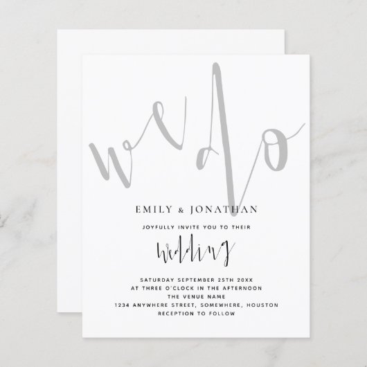 Budget Elegant Script We doen een huwelijksuitnodi (Voorkant / Achterkant)