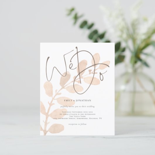 Budget Elegant Script We doen een huwelijksuitnodi (Staand voorkant)