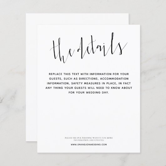 Budget Elegant Script Weddenschap Details Enclosur (Voorkant / Achterkant)