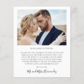 Budget Elegant Script Weduwfoto Hartelijk kaart (Achterkant)