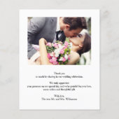 Budget Elegant Script Weduwfoto Hartelijk kaart (Achterkant)